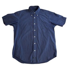 Men’s Nautica Sanded Poplin blue plaid shirt size M
